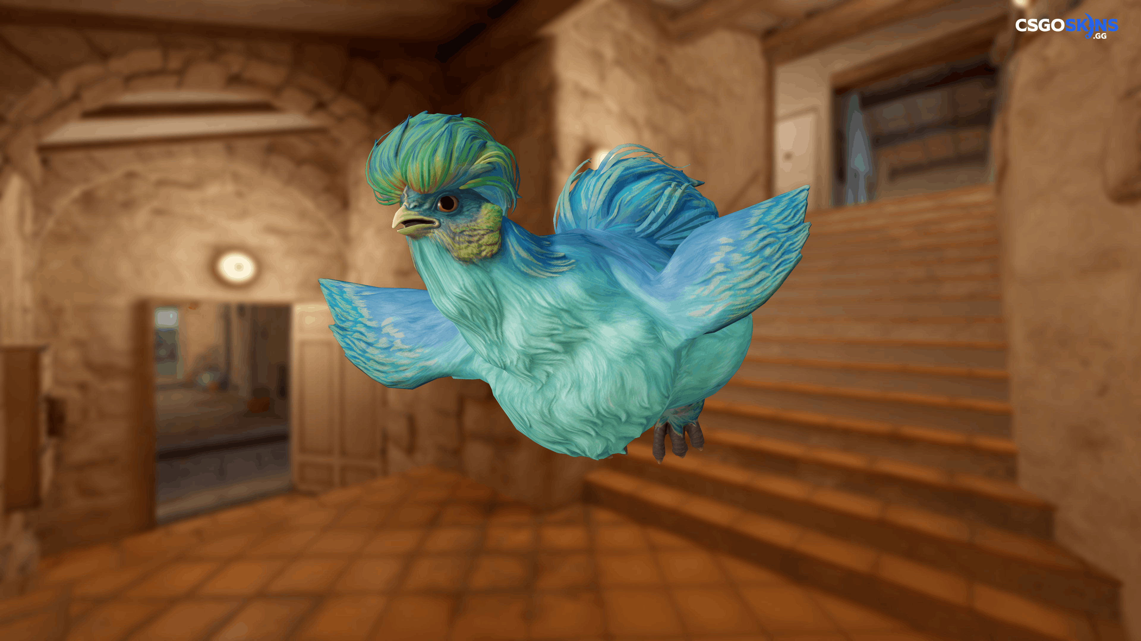 Pet Chicken | Silkie (Aqua With Yellow) Artwork