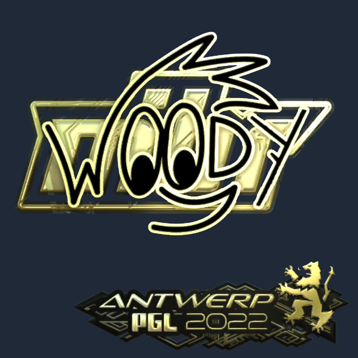 Sticker | WOOD7 (Gold) | Antwerp 2022 Screenshot