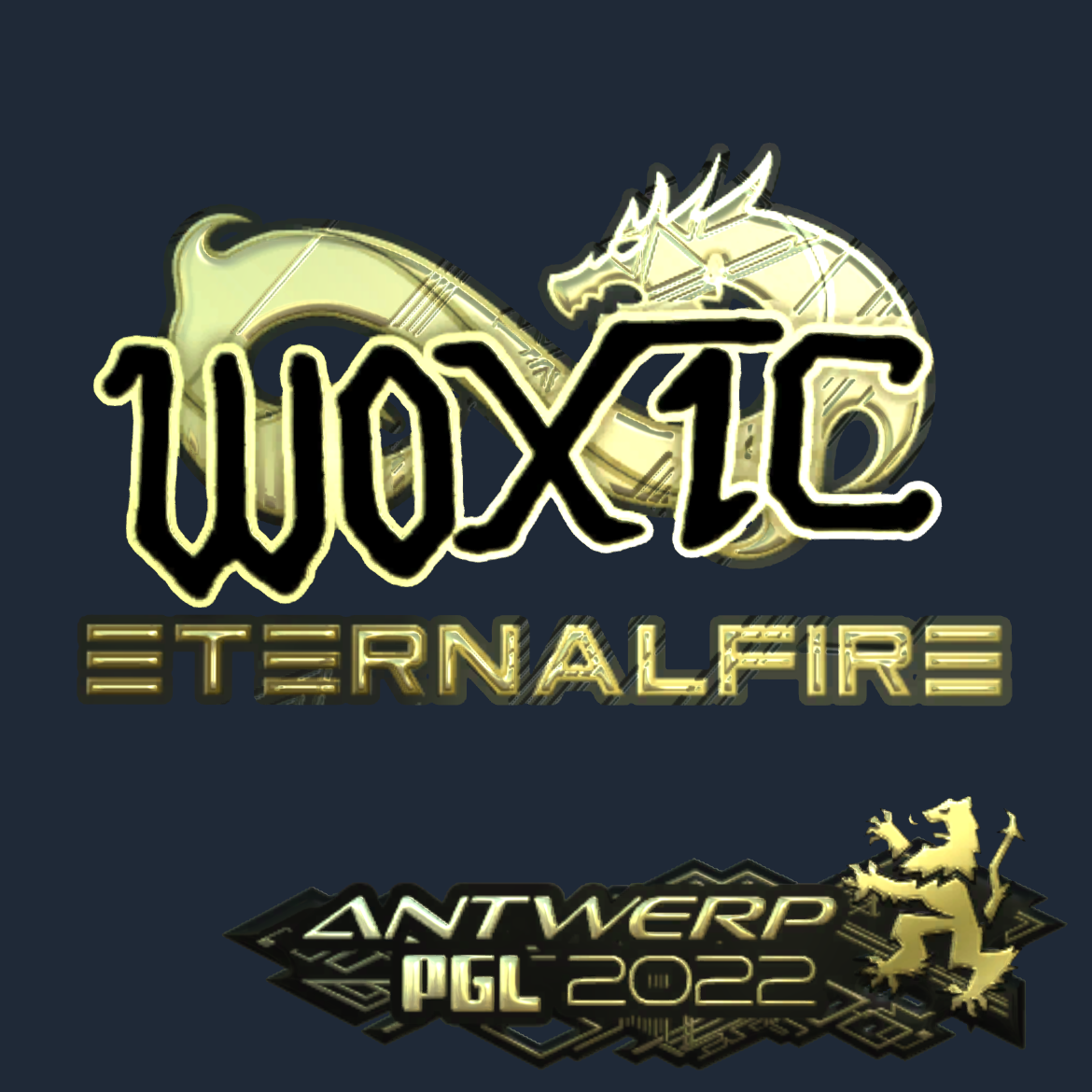 Sticker | woxic (Gold) | Antwerp 2022 Screenshot