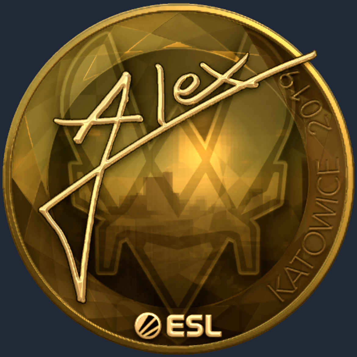 Sticker | ALEX (Gold) | Katowice 2019 Screenshot