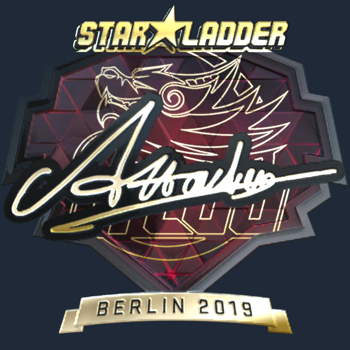 Sticker | Attacker (Gold) | Berlin 2019 Screenshot