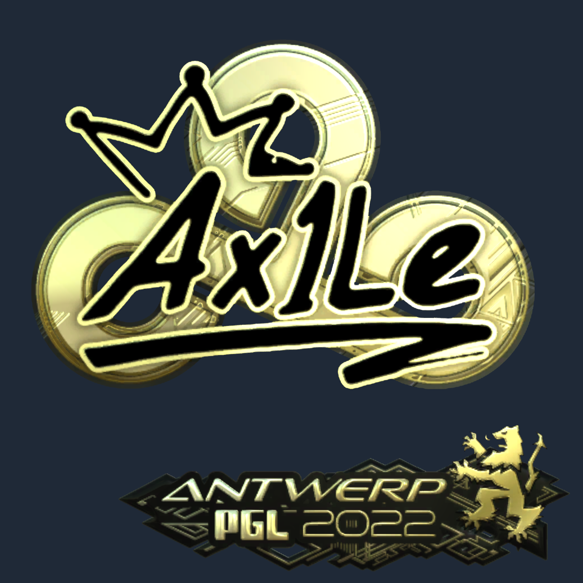 Sticker | Ax1Le (Gold) | Antwerp 2022 Screenshot