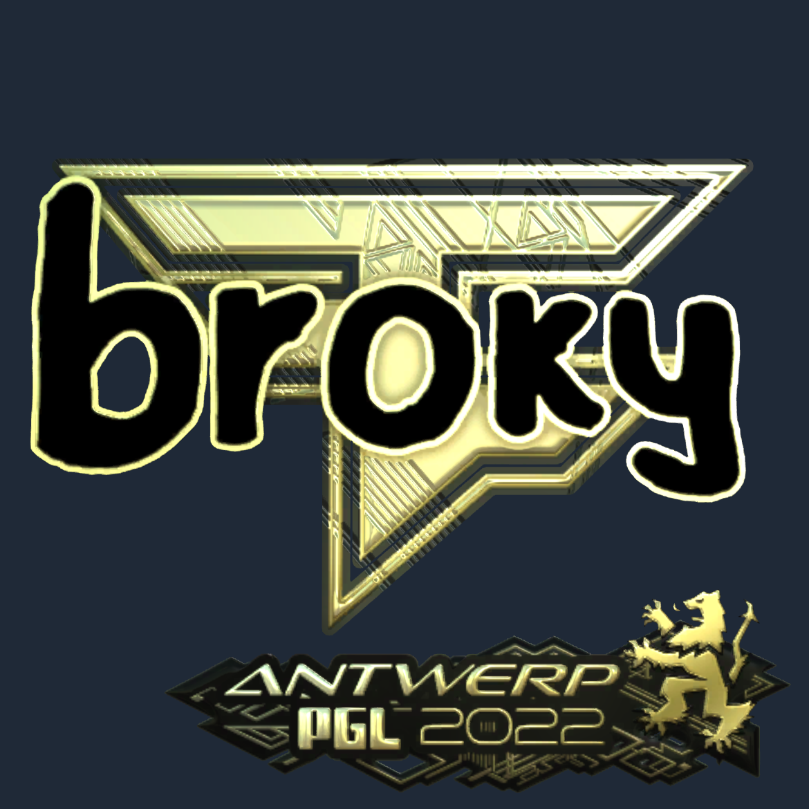 Sticker | broky (Gold) | Antwerp 2022 Screenshot