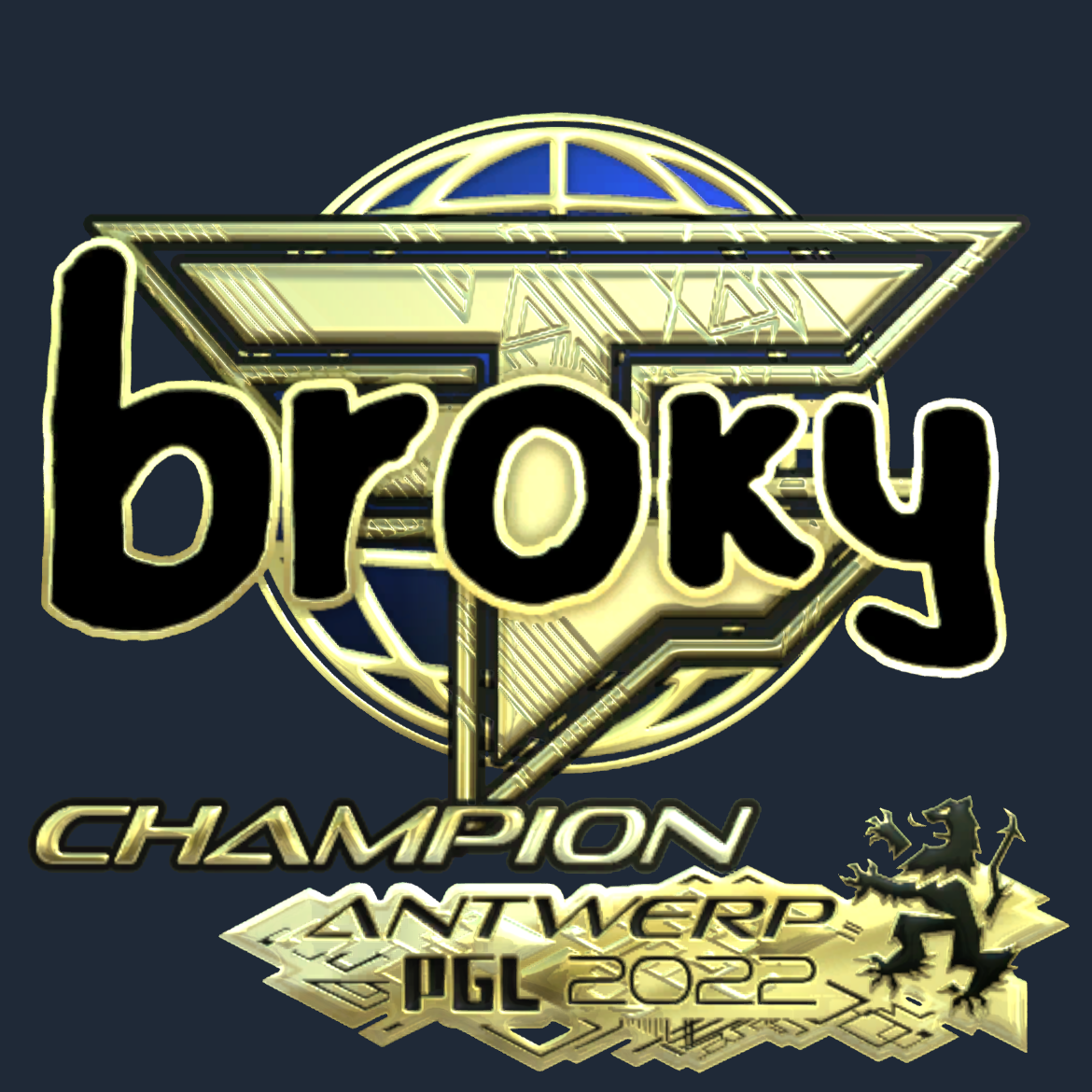 Sticker | broky (Gold, Champion) | Antwerp 2022 Screenshot
