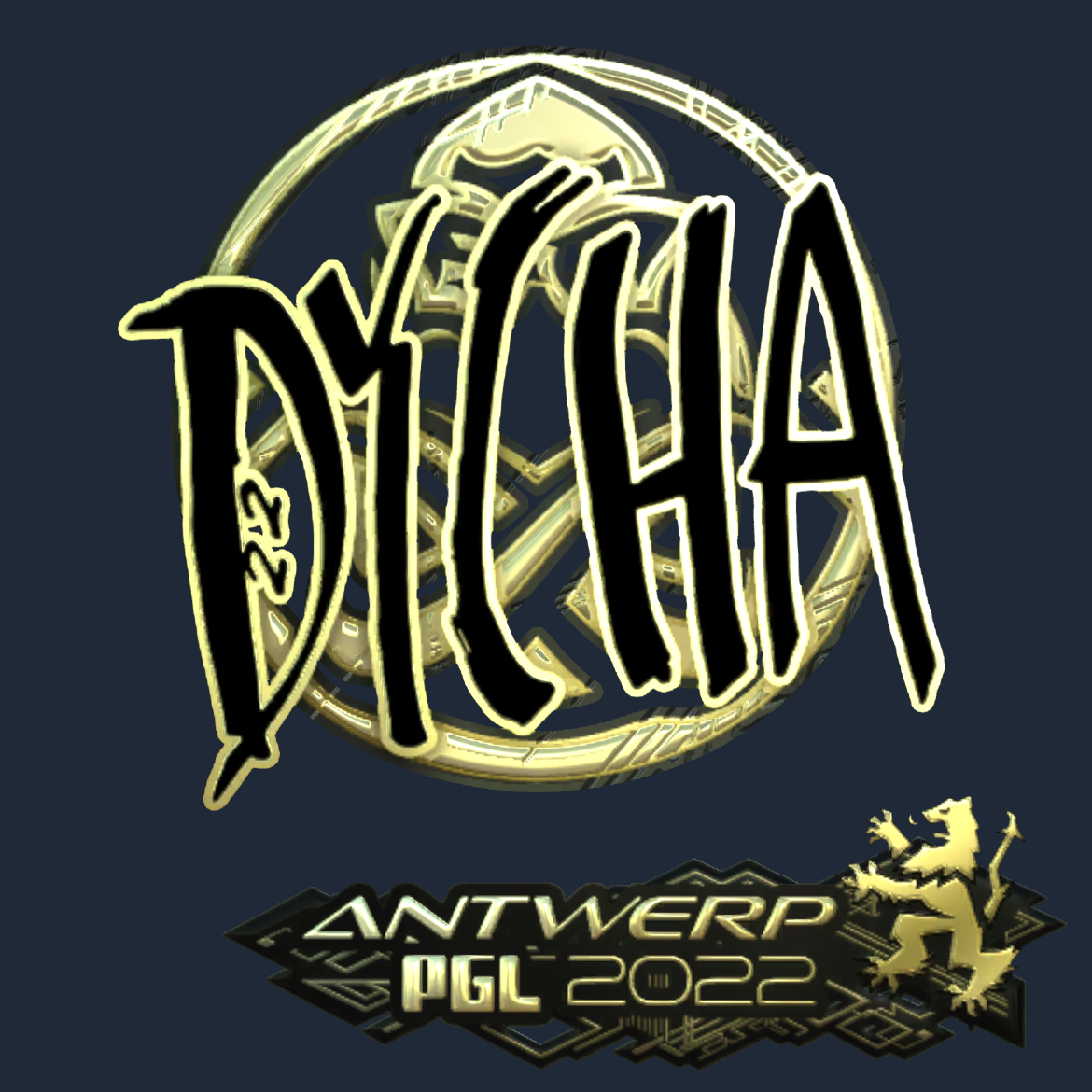 Sticker | dycha (Gold) | Antwerp 2022 Screenshot