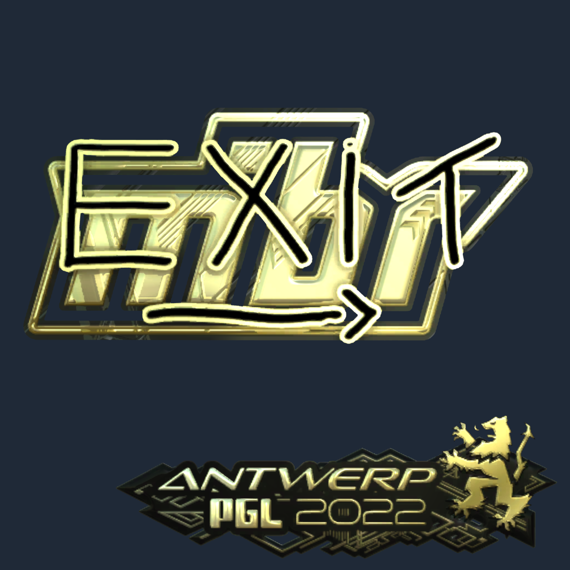 Sticker | exit (Gold) | Antwerp 2022 Screenshot