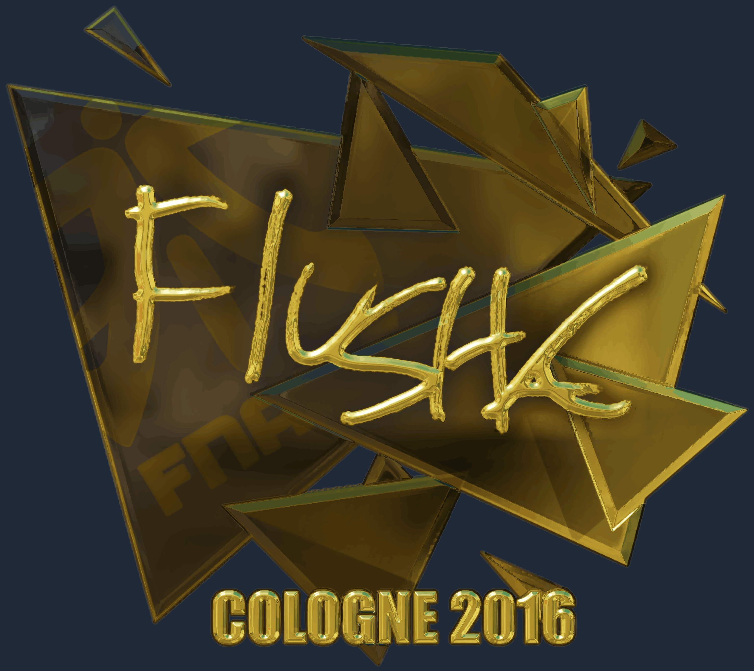 Sticker | flusha (Gold) | Cologne 2016 Screenshot