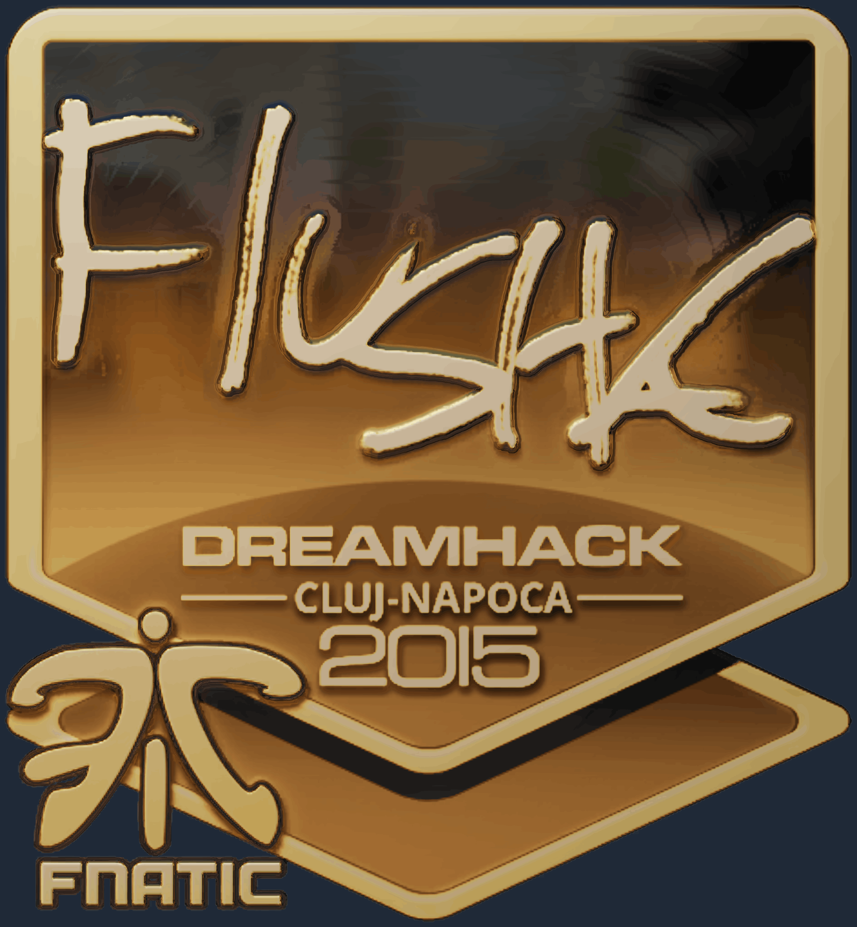 Sticker | flusha (Gold) | Cluj-Napoca 2015 Screenshot