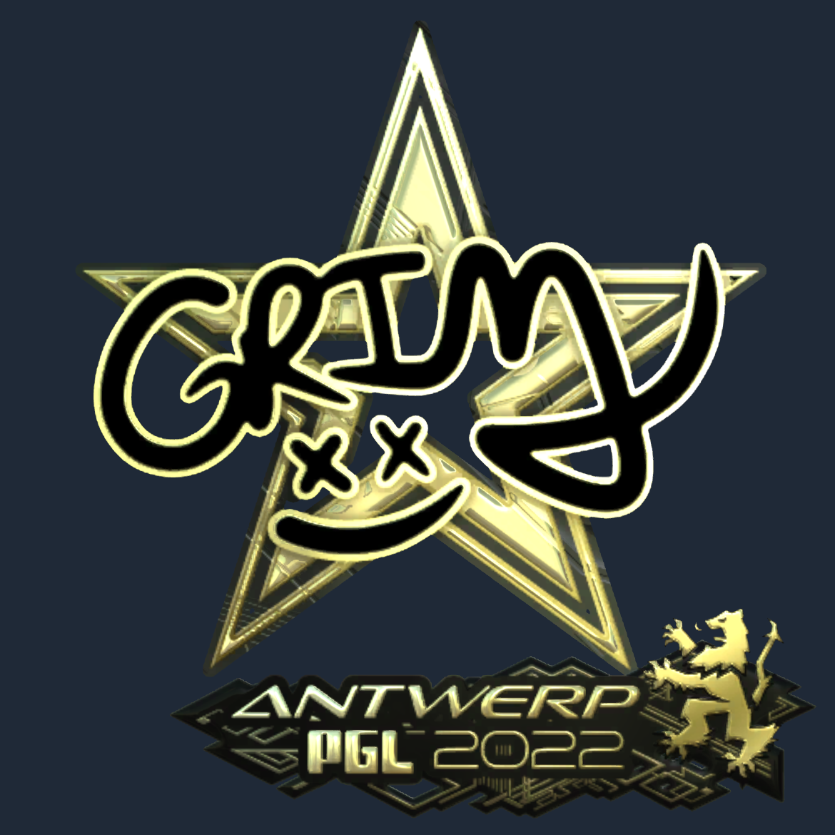 Sticker | Grim (Gold) | Antwerp 2022 Screenshot