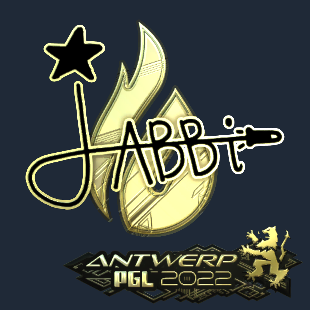 Sticker | jabbi (Gold) | Antwerp 2022 Screenshot