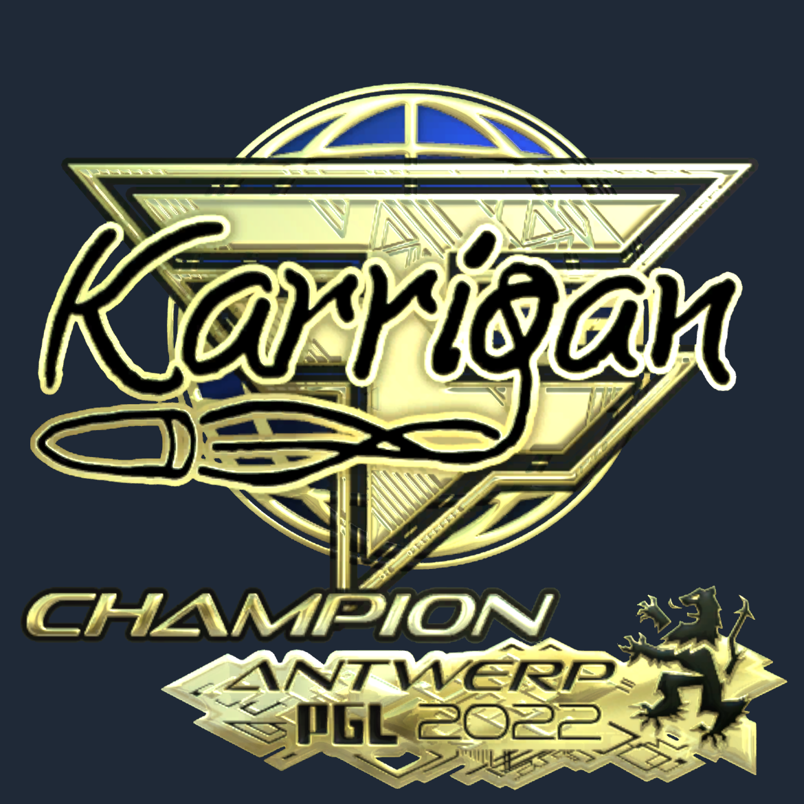 Sticker | karrigan (Gold, Champion) | Antwerp 2022 Screenshot