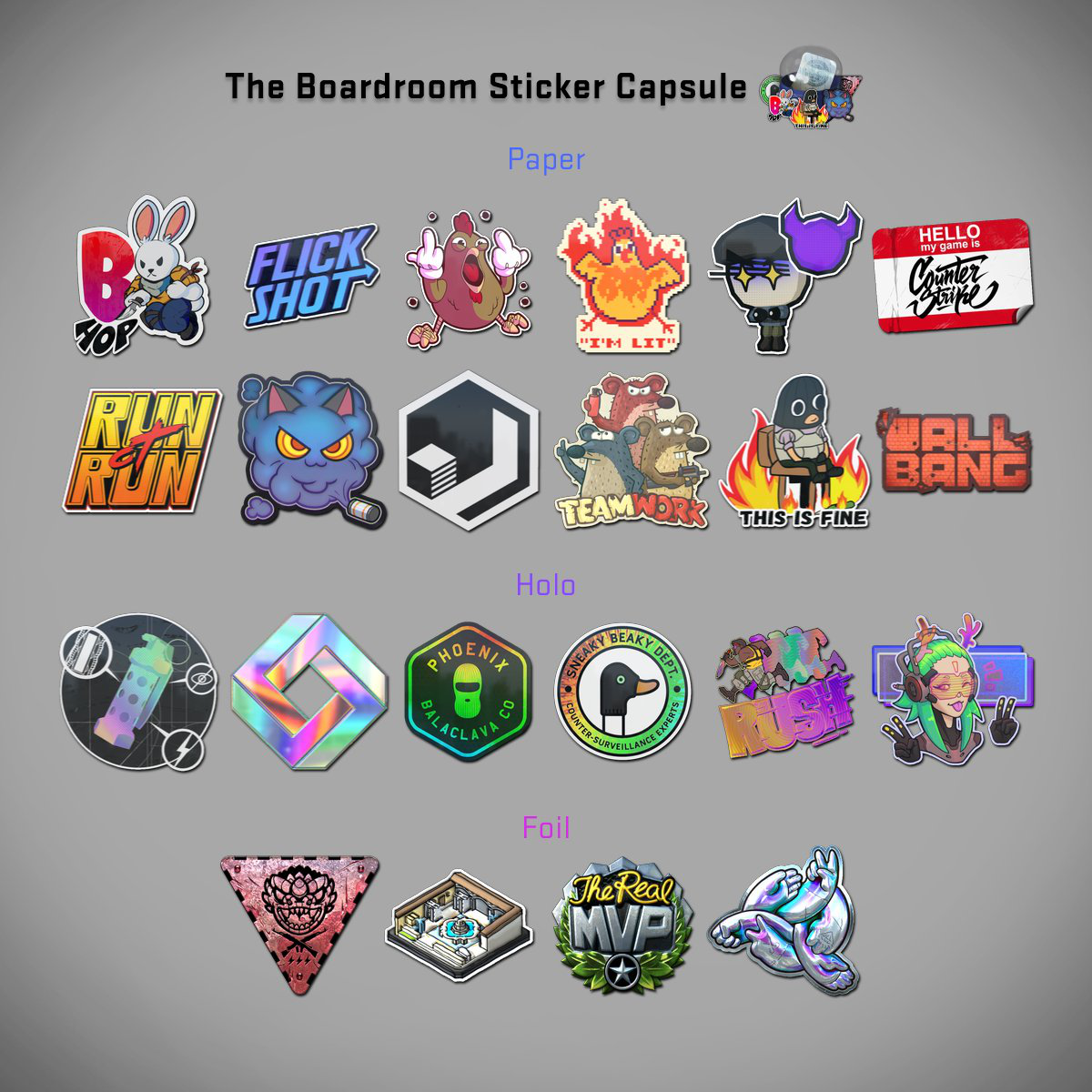 CS:GO Update Adds The Boardroom Stickers